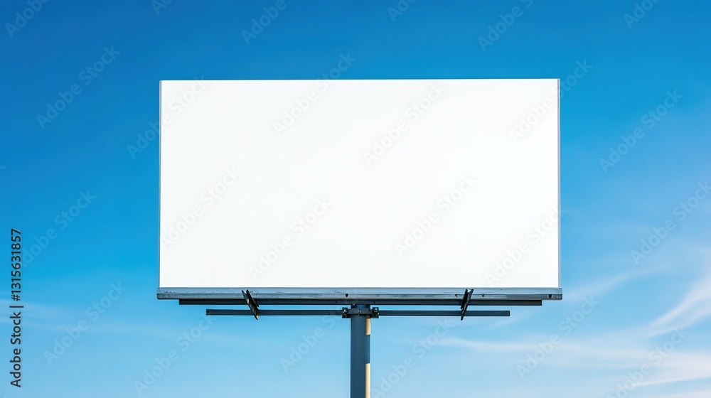 Obraz premium Large blank billboard stands against a bright blue sky background