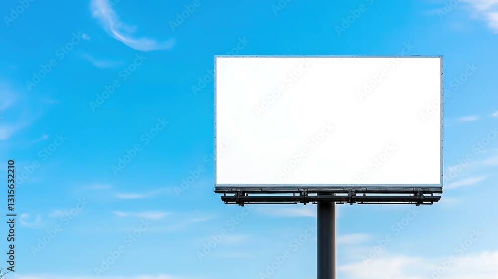 A large empty outdoor billboard against a beautiful blue sky background A large empty outdoor billboard against a beautiful blue sky background