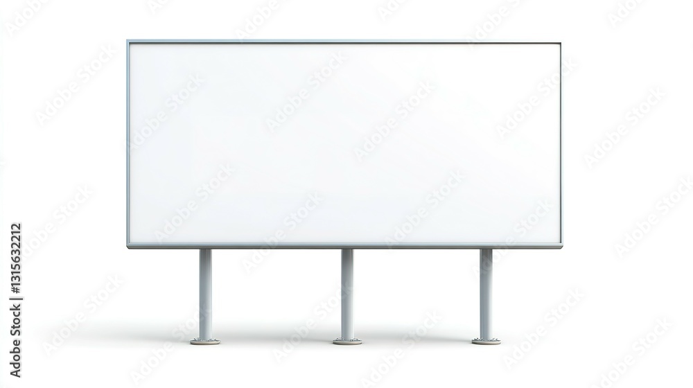 A blank white billboard sign stands on its three supportive legs A blank white billboard sign stands on its three supportive legs
