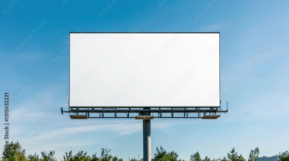 Obraz premium A large blank white billboard with a clear blue sky above