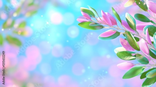 Floral branches with leaves, lights background, for decoration and promotion usage