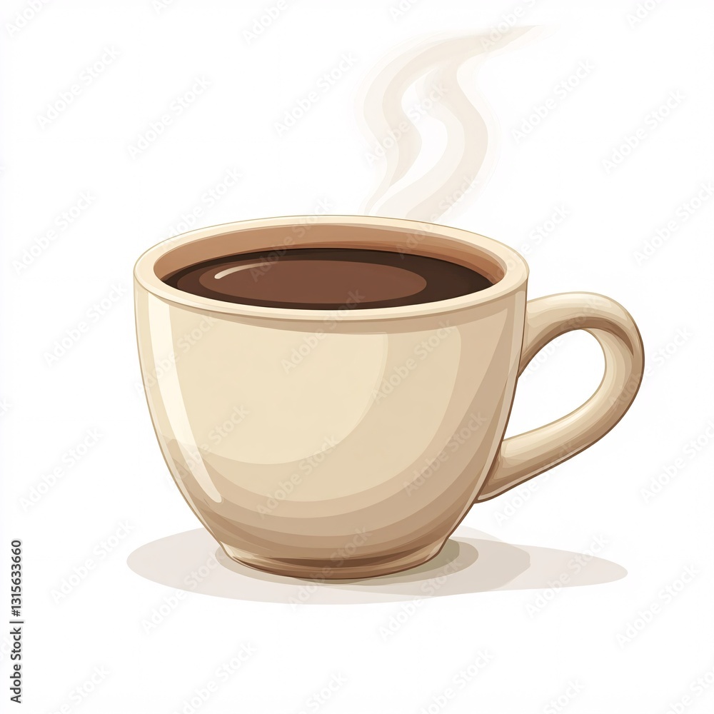 Modern Coffee Cup Design with Aromatic Steam Isolated on White Background Modern Coffee Cup Design with Aromatic Steam Isolated on White Background