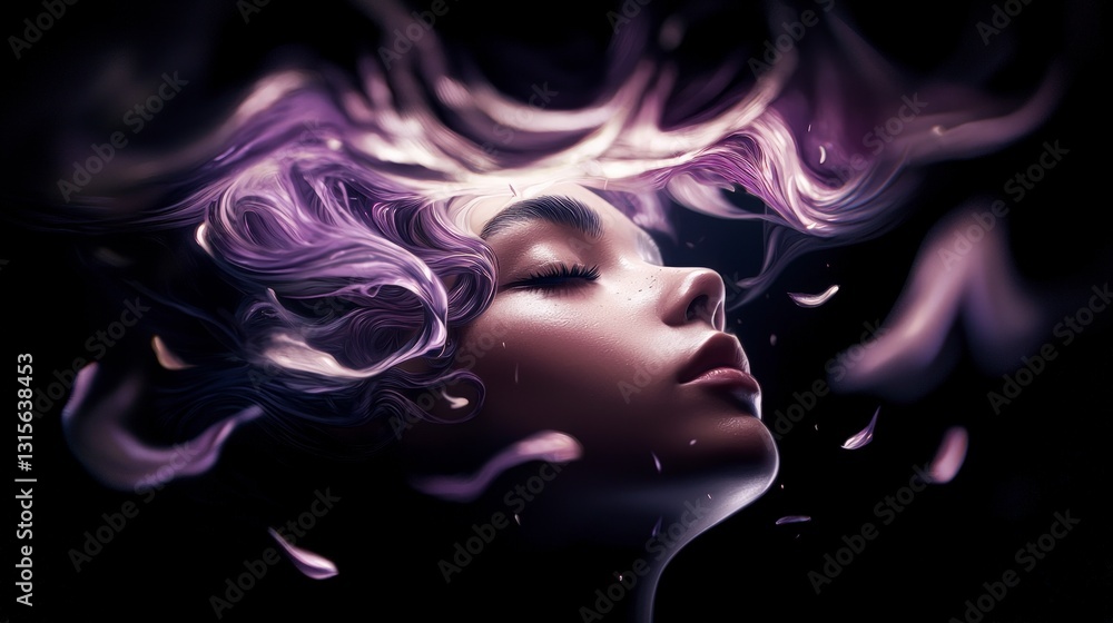 Surreal Woman Purple Hair Dreamlike Abstract Digital Art High Resolution Surreal Woman Purple Hair Dreamlike Abstract Digital Art High Resolution