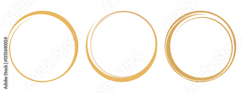 Gold circle sign set isolated on white background vector.