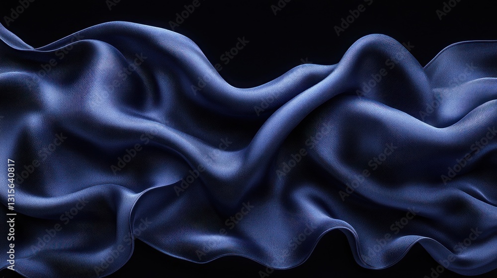Fototapeta premium Dark Blue Silk Fabric Drape