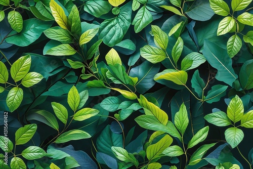 Refreshing Green Leaves in Nature's Abstract Design Pattern