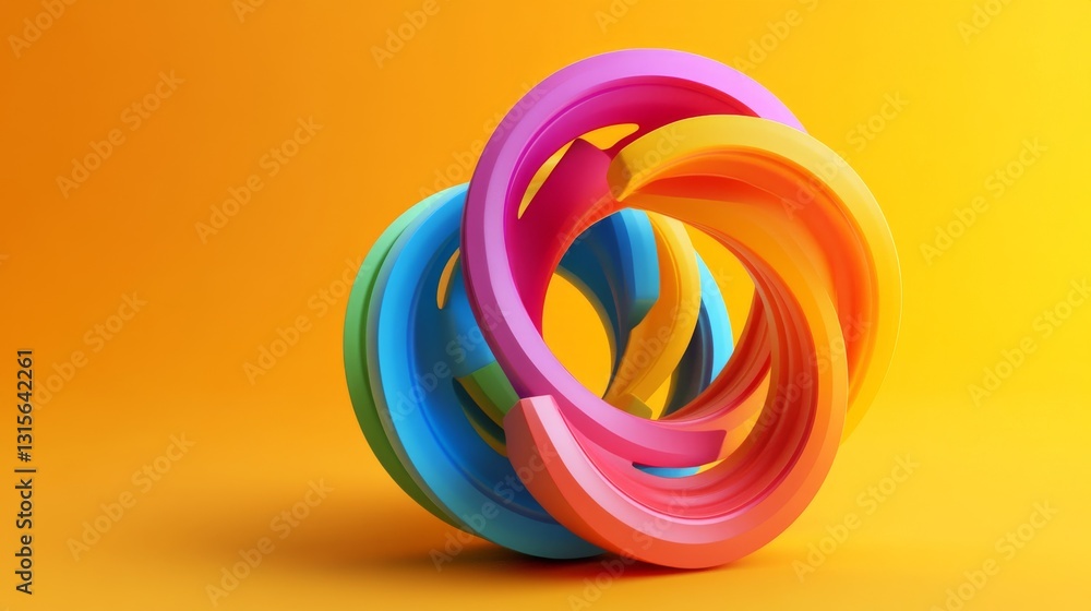 Vibrant mathematical numbers arranged in spiral pattern against warm yellow backdrop, multicolored 3D digits, educational layout, smooth plastic texture, gentle depth of field, preschool learning Vibrant mathematical numbers arranged in spiral pattern against warm yellow backdrop, multicolored 3D digits, educational layout, smooth plastic texture, gentle depth of field, preschool learning