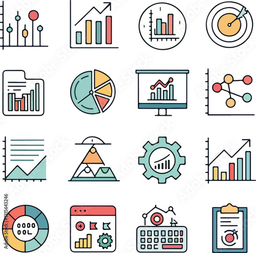 Data Analytics Icons Set – Editable Stroke, Big Data, Statistics, Visualization