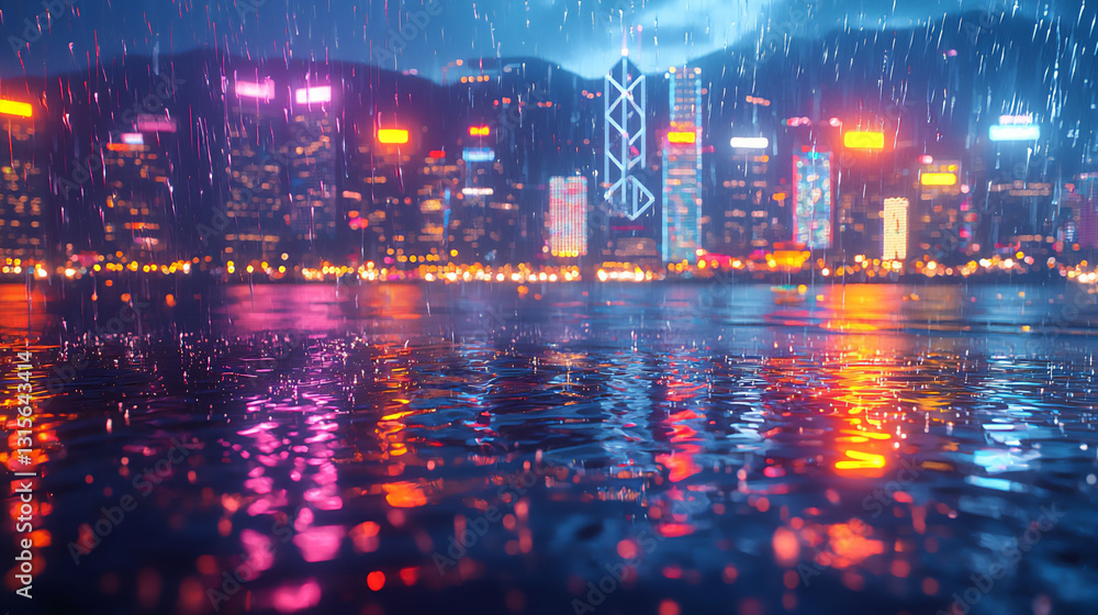 Fototapeta premium rainy hong kong,