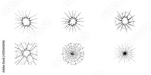 The surface was textured like broken glass. Create the illusion of a shattered or shattered glass set. Vector illustration isolated on a white background 

