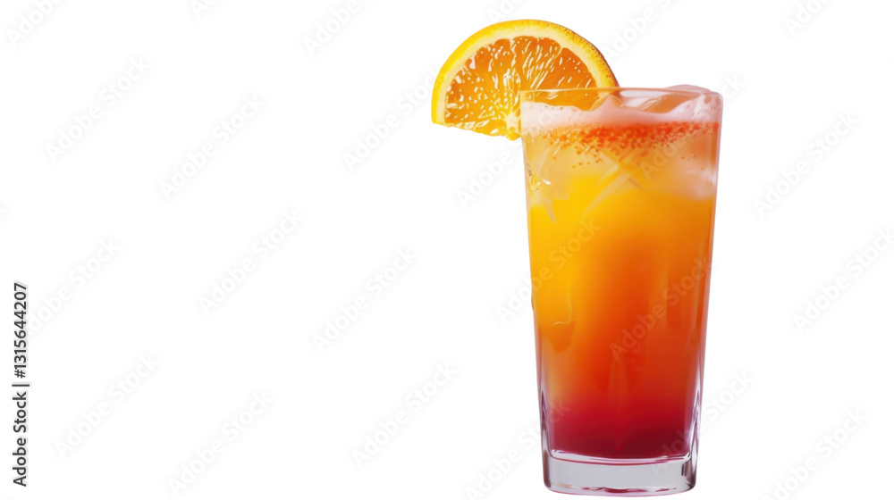 Refreshing tequila sunrise cocktail with orange slice on transparent background Refreshing tequila sunrise cocktail with orange slice on transparent background