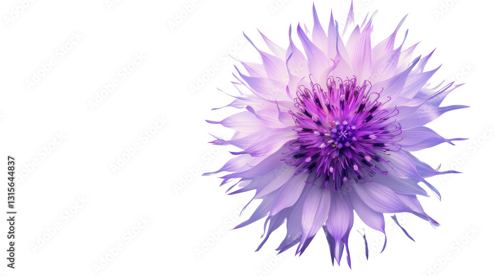 Purple stokesia laevis isolated on transparent background showing its delicate petals Purple stokesia laevis isolated on transparent background showing its delicate petals