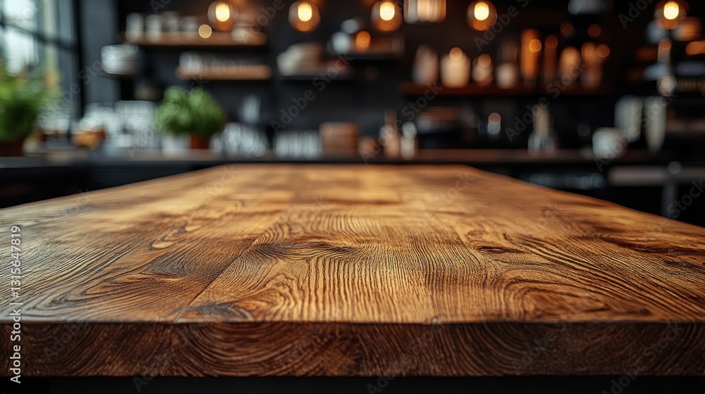 Empty wooden table in cafe with blurred background (1) Empty wooden table in cafe with blurred background (1)