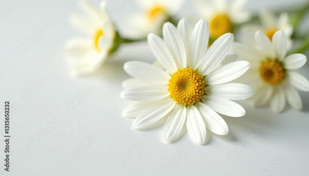 Obraz premium Pure white chamomile petals on a clean surface, isolated, bloom, chamomile