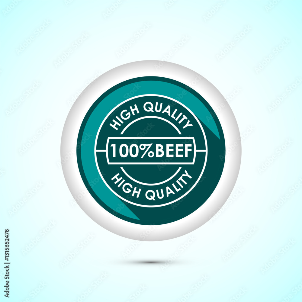 Fototapeta premium High quality beef icon design illustration, High quality beef meat badge, Fresh meat label, Teal color shadow button design