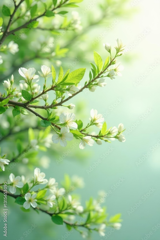 Delicate branches with light foliage on a white background, white, green, tree Delicate branches with light foliage on a white background, white, green, tree