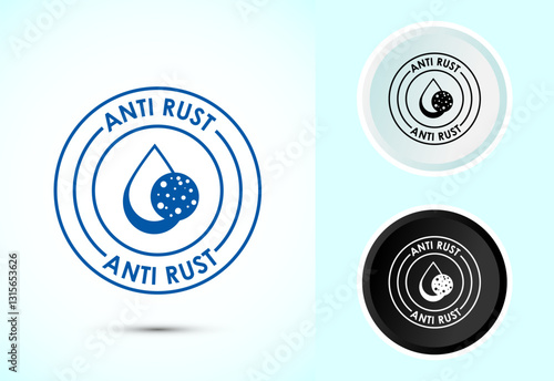 Anti rust icon design illustration. Anti oxidation sign, Rust resistant  symbol, Color black and white