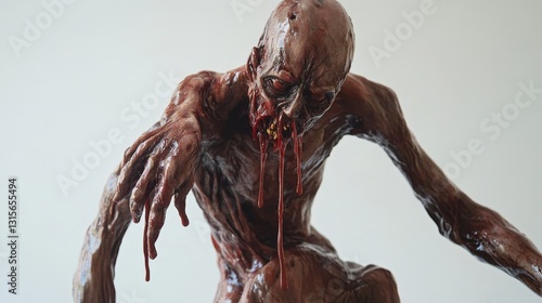 A grotesque humanoid figure with flesh that looks like rotting meat, constantly dripping blood