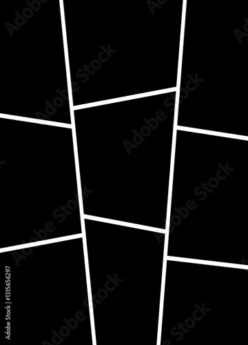 Photo collage frame icon. Collage grid manga, Empty page frame for comic book, photo collage, isolated on transparent background. Picture frame, digital photo wall template, vector illustration.