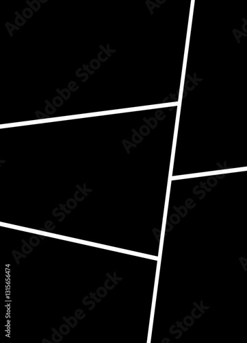 Photo collage frame icon. Collage grid manga, Empty page frame for comic book, photo collage, isolated on transparent background. Picture frame, digital photo wall template, vector illustration.