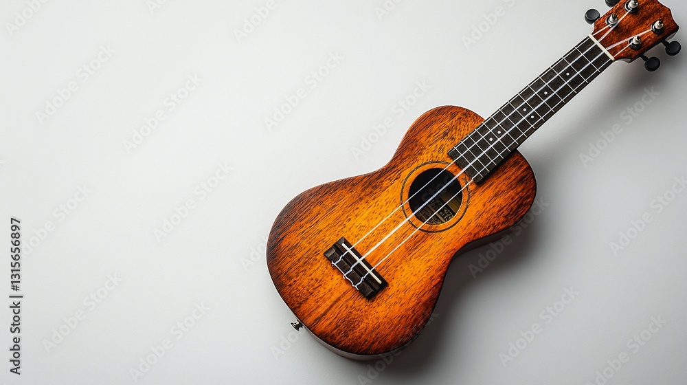 Naklejka premium Ukulele on white background; music, hobby, relaxation
