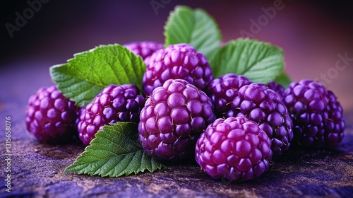 Wallpaper Mural Vibrant purple blackberries with fresh leaves Torontodigital.ca