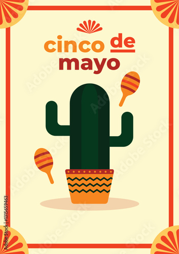 Poster vintage classic cactus and maraca