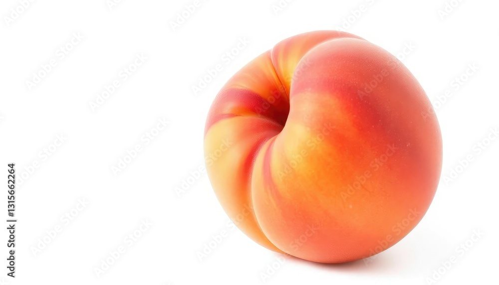 A single ripe, juicy peach, perfectly isolated on a bright white background, sweet, vitamin A single ripe, juicy peach, perfectly isolated on a bright white background, sweet, vitamin
