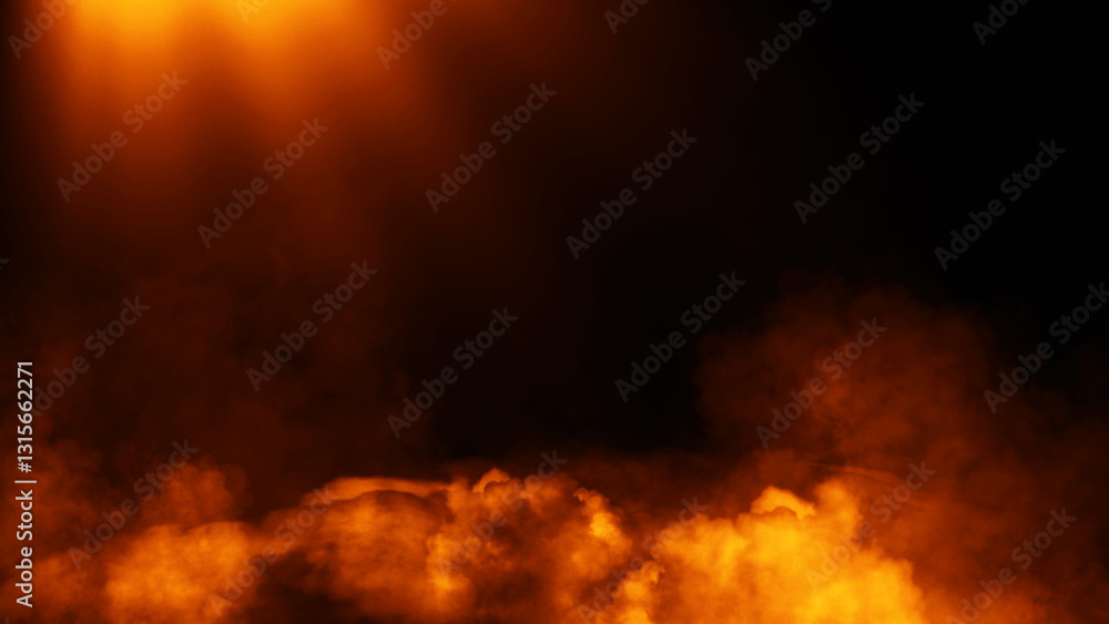 Divine light through the mystery fire dark fog, smoke. The rays beam light on the floor. Spotlight he isolated the background. Divine light through the mystery fire dark fog, smoke. The rays beam light on the floor. Spotlight he isolated the background.