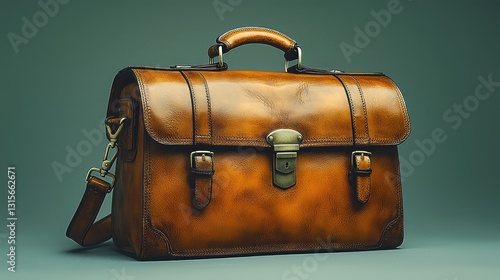 Wallpaper Mural Vintage Brown Leather Briefcase Bag Studio Shot, Classic Style Handbag for Professionals, High-Quality Leather Goods Photography Torontodigital.ca