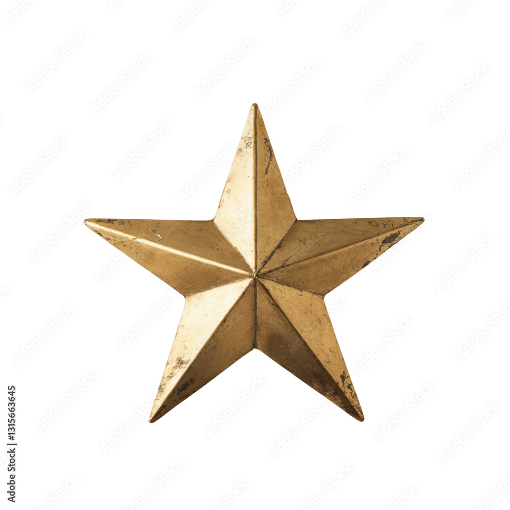 Fototapeta premium Golden Five-Pointed Star Isolated on Transparent Background for Design and Decoration