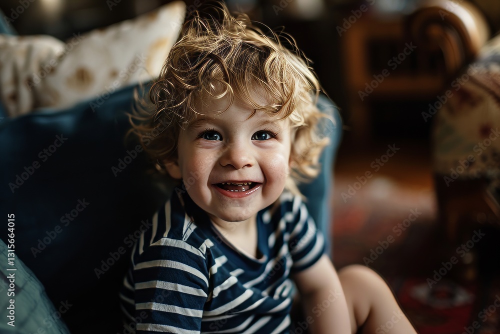 Portrait of a cute little boy sitting on a sofa at home Portrait of a cute little boy sitting on a sofa at home