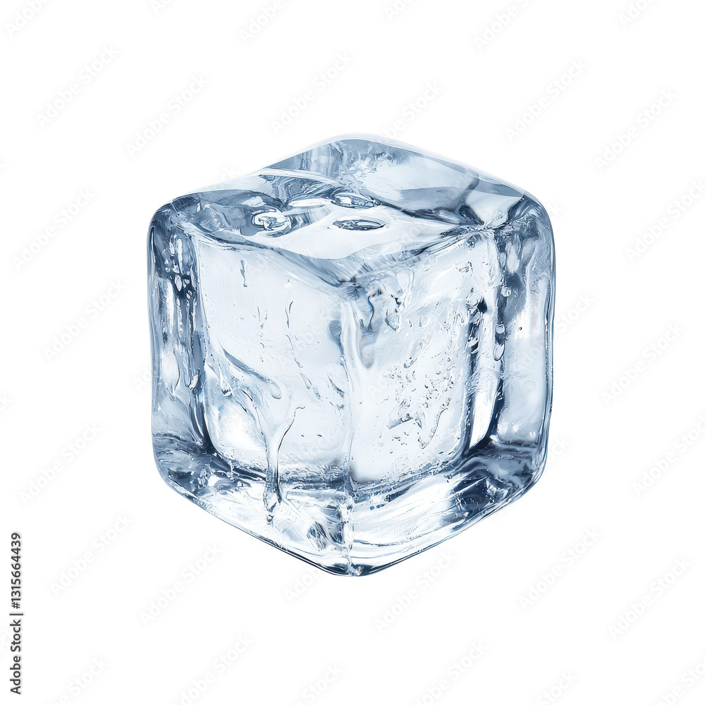 Crystal-clear ice cube on a transparent background Crystal-clear ice cube on a transparent background