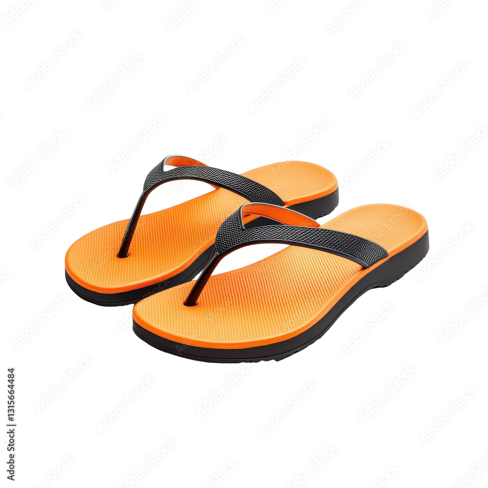 Stylish orange flip-flops with black straps Stylish orange flip-flops with black straps