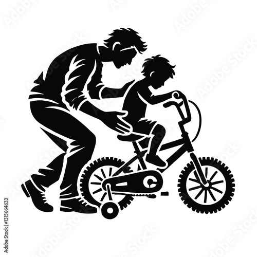 Parent Teaching Child to Ride Bike