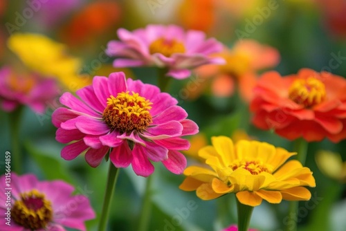 zinnias burst in vivid splendor sunlight drenches petals garden hums alive summers vibrant joy dances through flora
