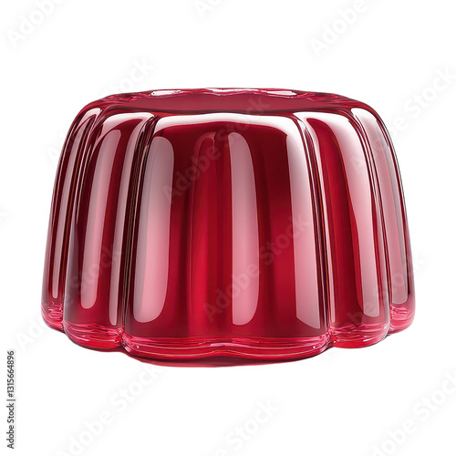 Glorious red jelly dessert on a white background
