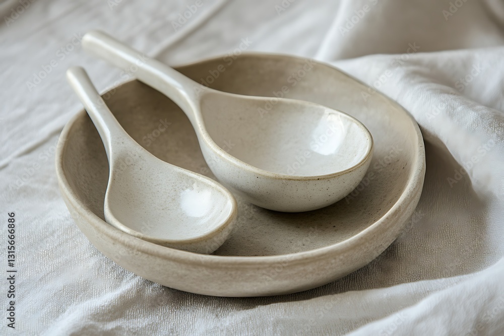 Elegant Ceramic Spoons and Bowls Set Elegant Ceramic Spoons and Bowls Set