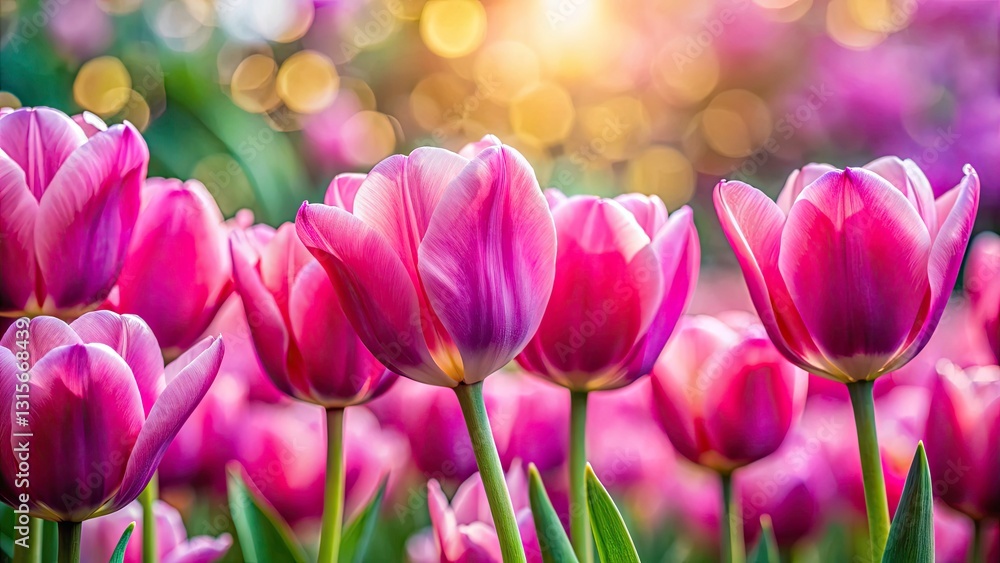 Close-Up of Vibrant Pink Tulip Field Captured with Rule of Thirds for Floral Enthusiasts and Nature Lovers Close-Up of Vibrant Pink Tulip Field Captured with Rule of Thirds for Floral Enthusiasts and Nature Lovers