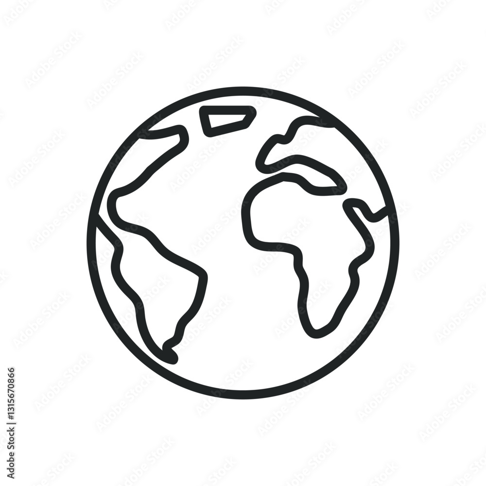 Earth thin line icons. Editable stroke and Perfect pixel on transparent background Earth thin line icons. Editable stroke and Perfect pixel on transparent background