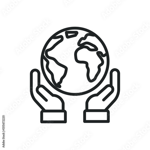 Save earth thin line icons. Editable stroke and Perfect pixel on transparent background