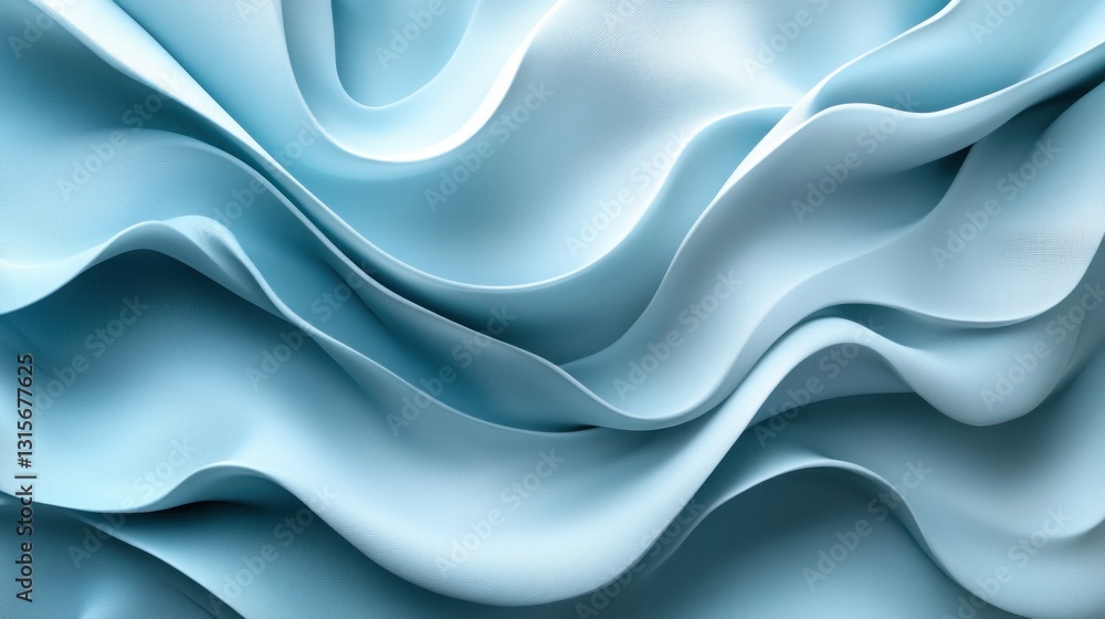 Fototapeta premium Light Blue Abstract Wavy Fabric Background