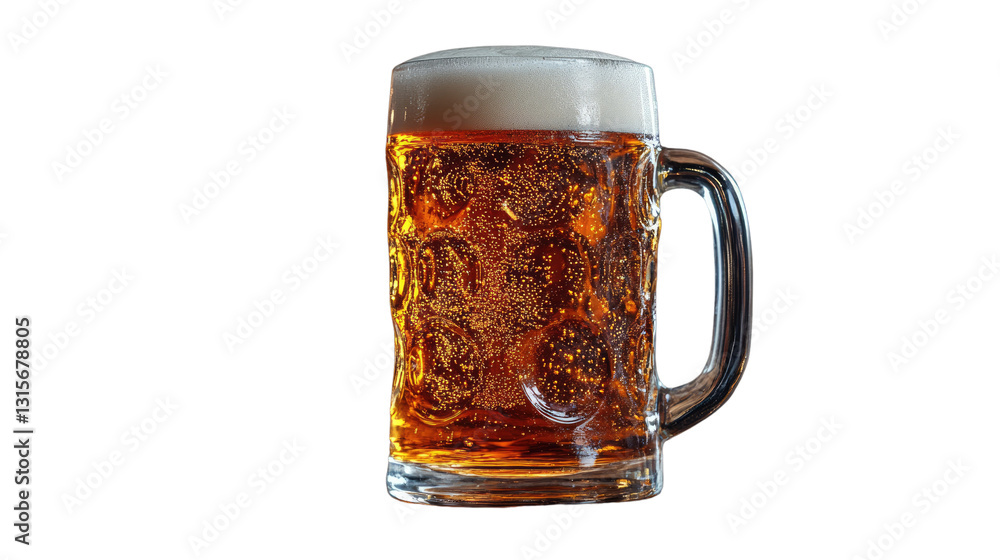 A glass and mug of cold beer with foam and bubbles, isolated on a white background A glass and mug of cold beer with foam and bubbles, isolated on a white background