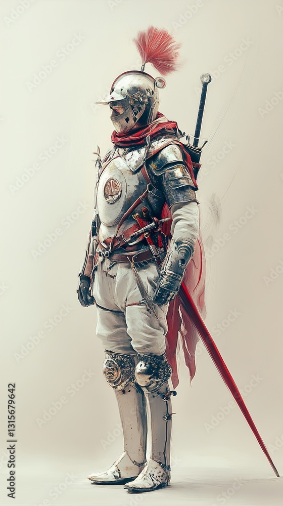 Obraz premium Medieval Knight in Shining Armor: A Digital Painting