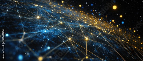 Abstract Technology Network with Glowing Nodes and Lines