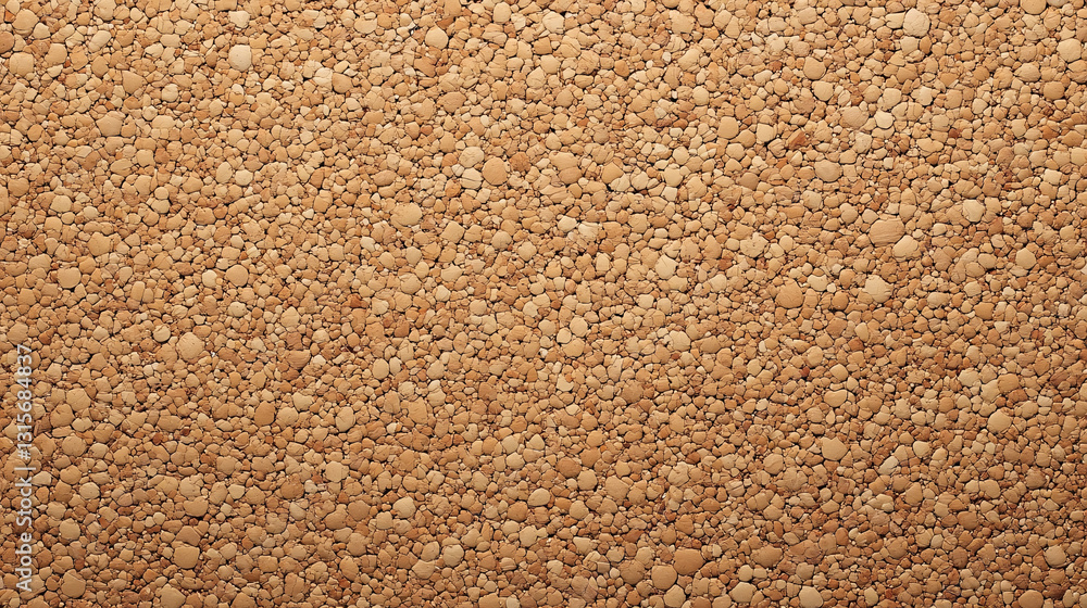 Corkboard texture with chaotic arrangement of small, round pieces, creating warm, natural background. Ideal for creative projects and presentations