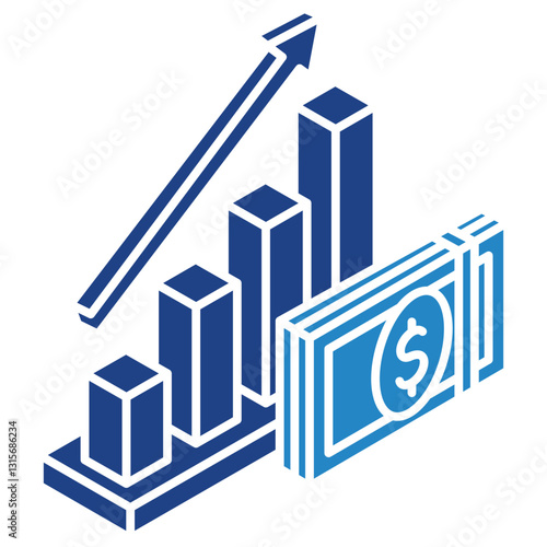 Earnings isometric 3d, dual tone color, mini illustration icon, use for modern concept, UI or UX kit, web and app development. related to business, finance, economy.
