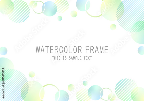 ポップでかわいい、水彩の背景素材（フレーム　メンフィス　バナー　タイトル　見出し　セール　グリーン）