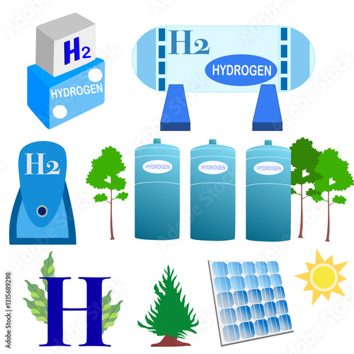 H2 icon green energy graphic design vector illustration
group blue and green 