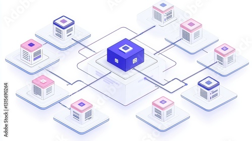 Wallpaper Mural Interconnected business networks in a digital economy virtual environment infographic modern viewpoint Torontodigital.ca